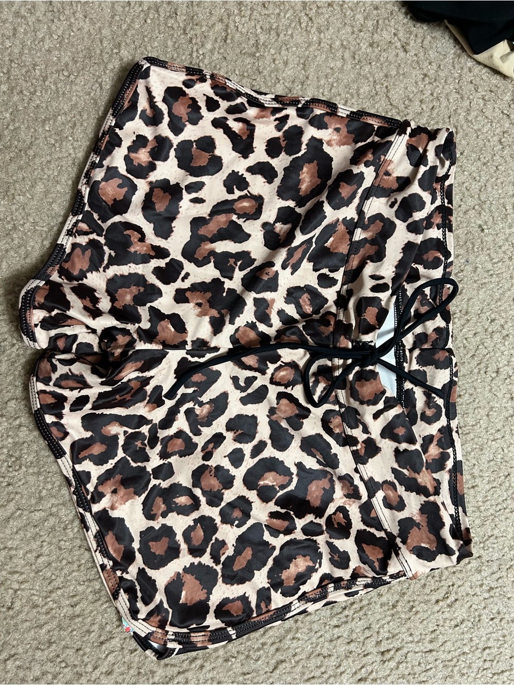 Younique Leopard Print Swim Athletic Shorts - Brown & Black